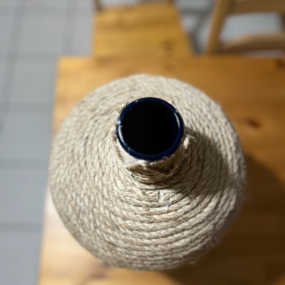 Tan Rope Textured Vase Accent - Picture 2 of 3